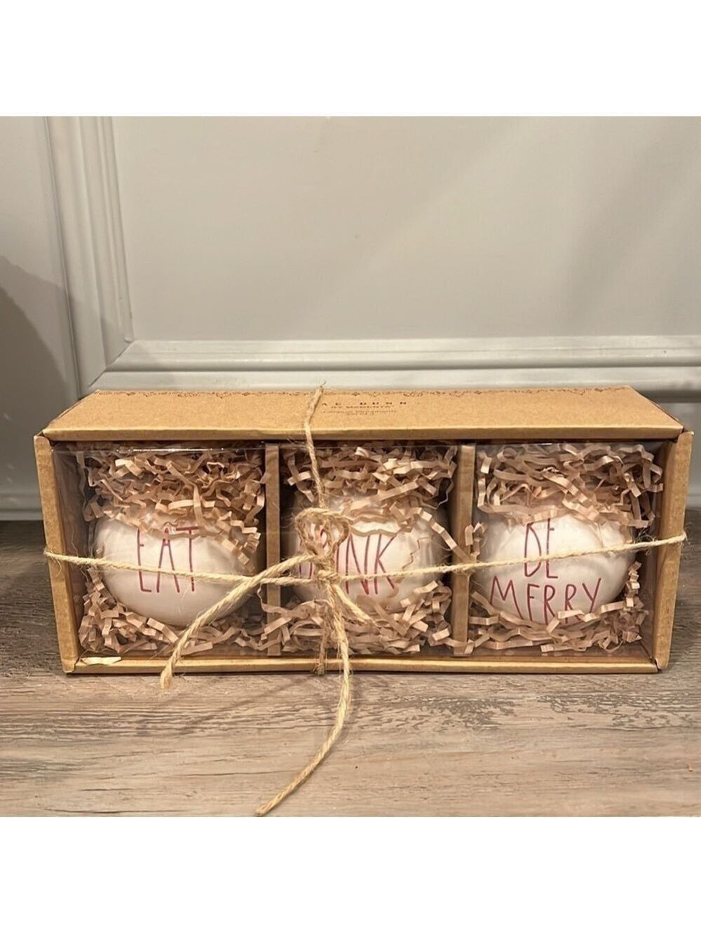 Rae Dunn Believe Eat Drink Be Merry Ceramic Ornaments
